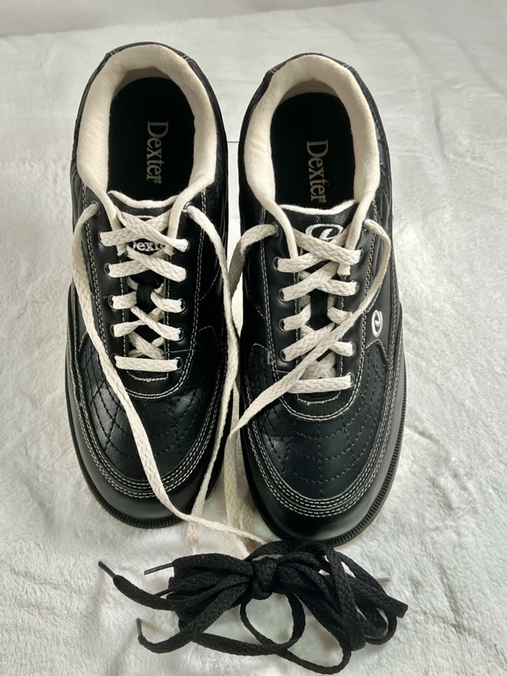 Dexter Turbo 2 Black Beige Lace- up Slide-Rite Bowling Shoes Men 10 D - Picture 7 of 11
